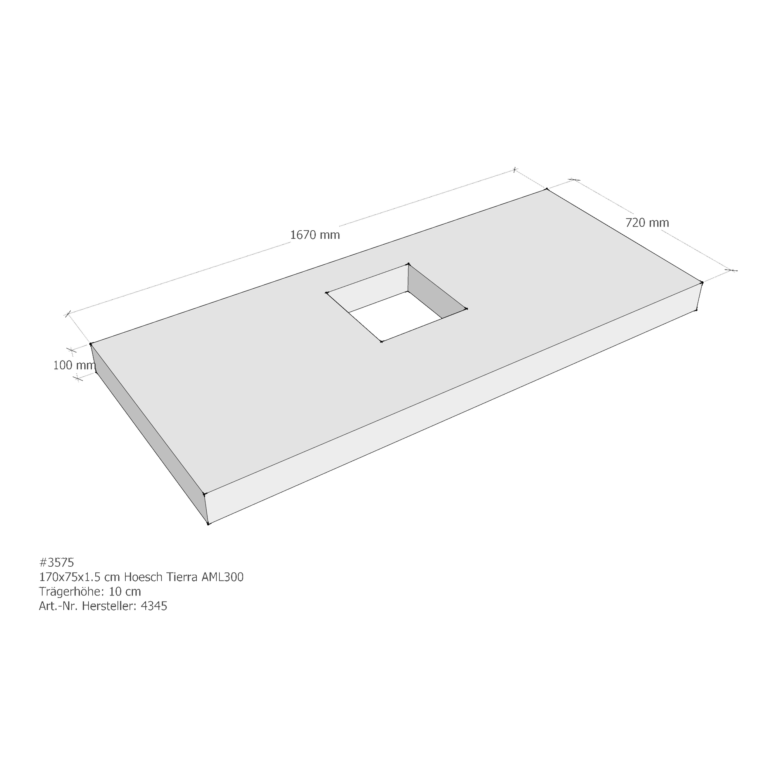 Duschwannenträger Hoesch Tierra 170x75x1,5 cm AML300