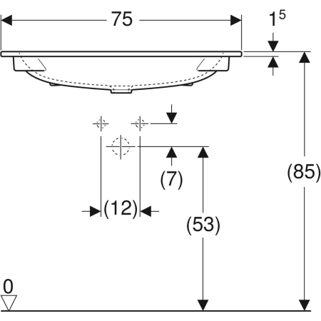 Schrankwaschtisch „iCon“ 75 × 48 cm in weiß alpin