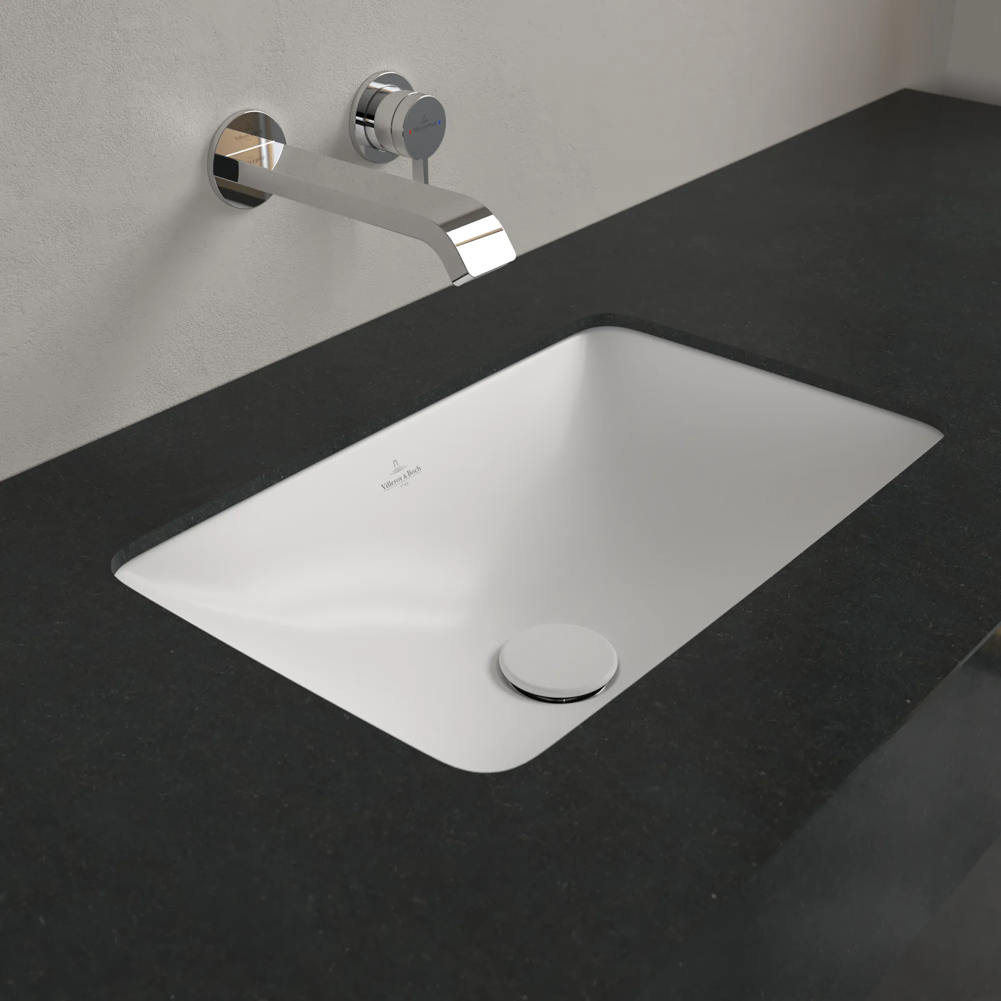 Villeroy & Boch Unterbauwaschtisch aus TitanCeram „Loop & Friends“ 510 × 340 × 185 mm, ohne Hahnlochbohrung in Stone White Villeroy & Boch Unterbauwaschtisch aus TitanCeram „Loop & Friends“ 510 × 340 × 185 mm, ohne Hahnlochbohrung in Stone White