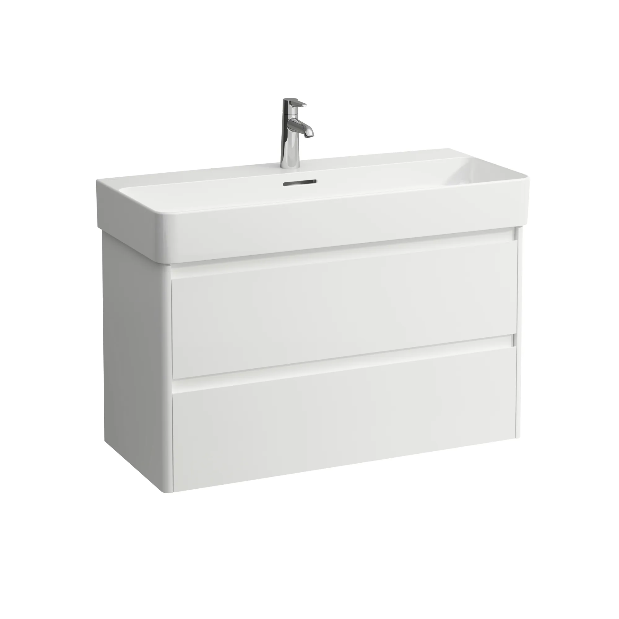 Waschtischunterbau BASE 2.0 für VAL 400x920x515 2 Schubladen mit Griffmulde für Waschtisch H810287 weiß matt