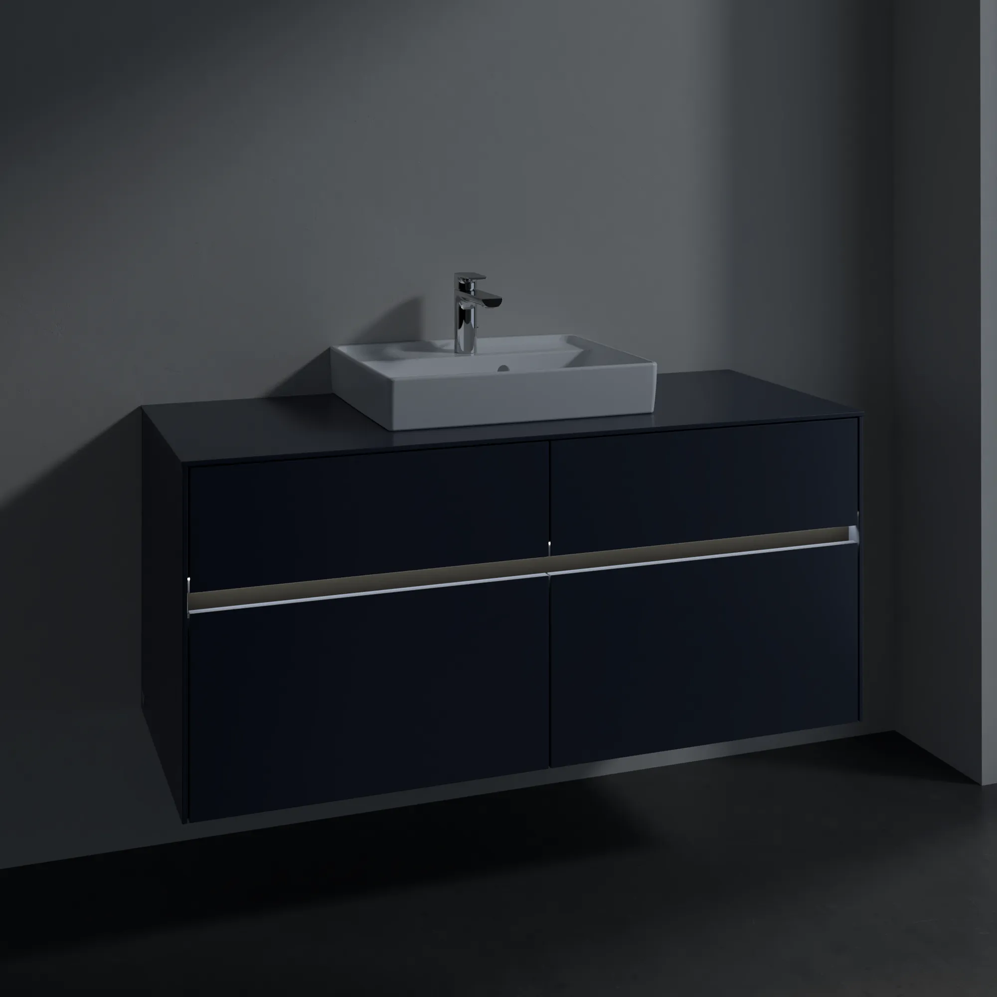 Villeroy & Boch Waschbeckenunterschrank Collaro C070B0 Marine Blue, 1.200 x 548 x 500 mm, mit Beleuchtung und SoftClosing