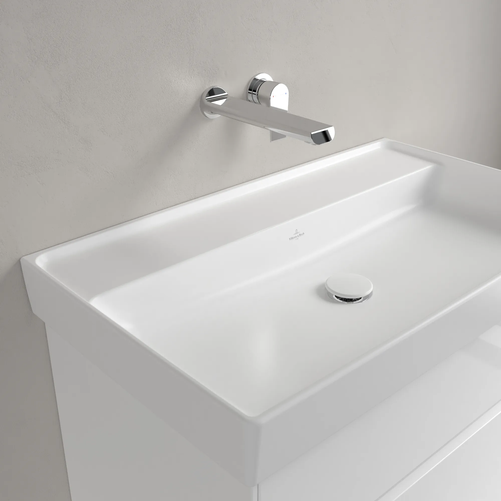 Villeroy & Boch Schrankwaschtisch aus TitanCeram „Collaro“ 800 × 465 × 160 mm, ohne Hahnlochbohrung in Stone White