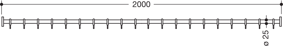 HEWI Duschvorhangstange pulverbeschichtet „System 900“ 7 × 200 cm