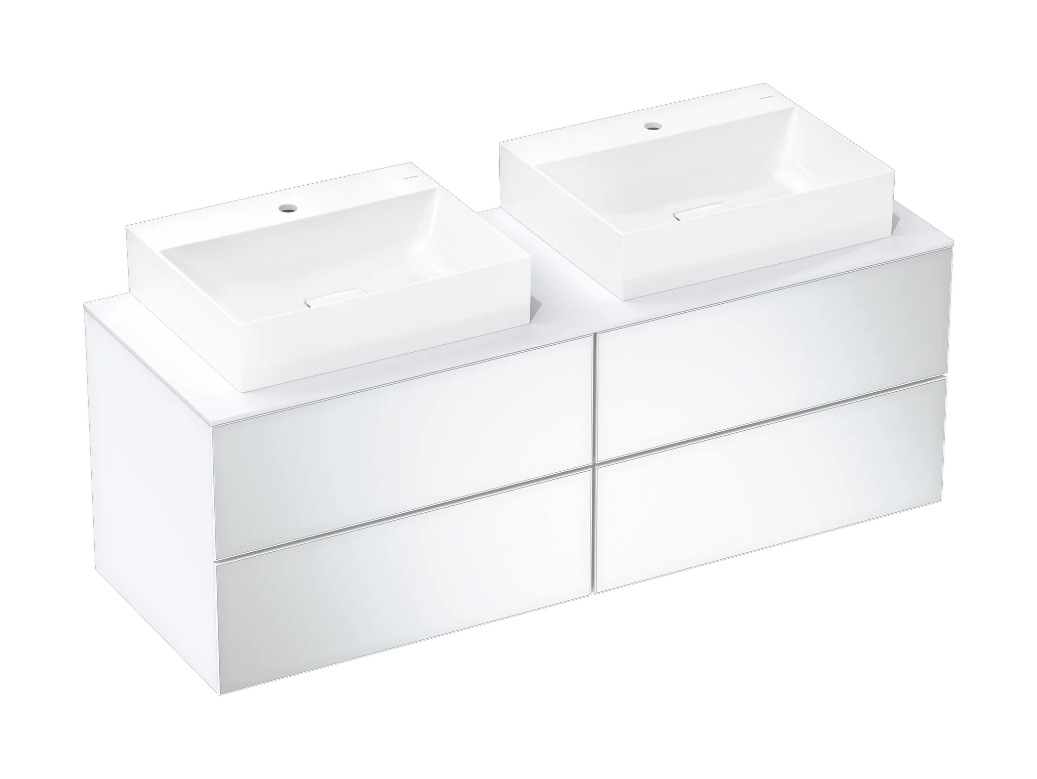 Hansgrohe Xevolos E Konsole 1570⁄550, 2 Beckenausschnitte, Mattweiß Hansgrohe Xevolos E Konsole 1570⁄550, 2 Beckenausschnitte, Mattweiß