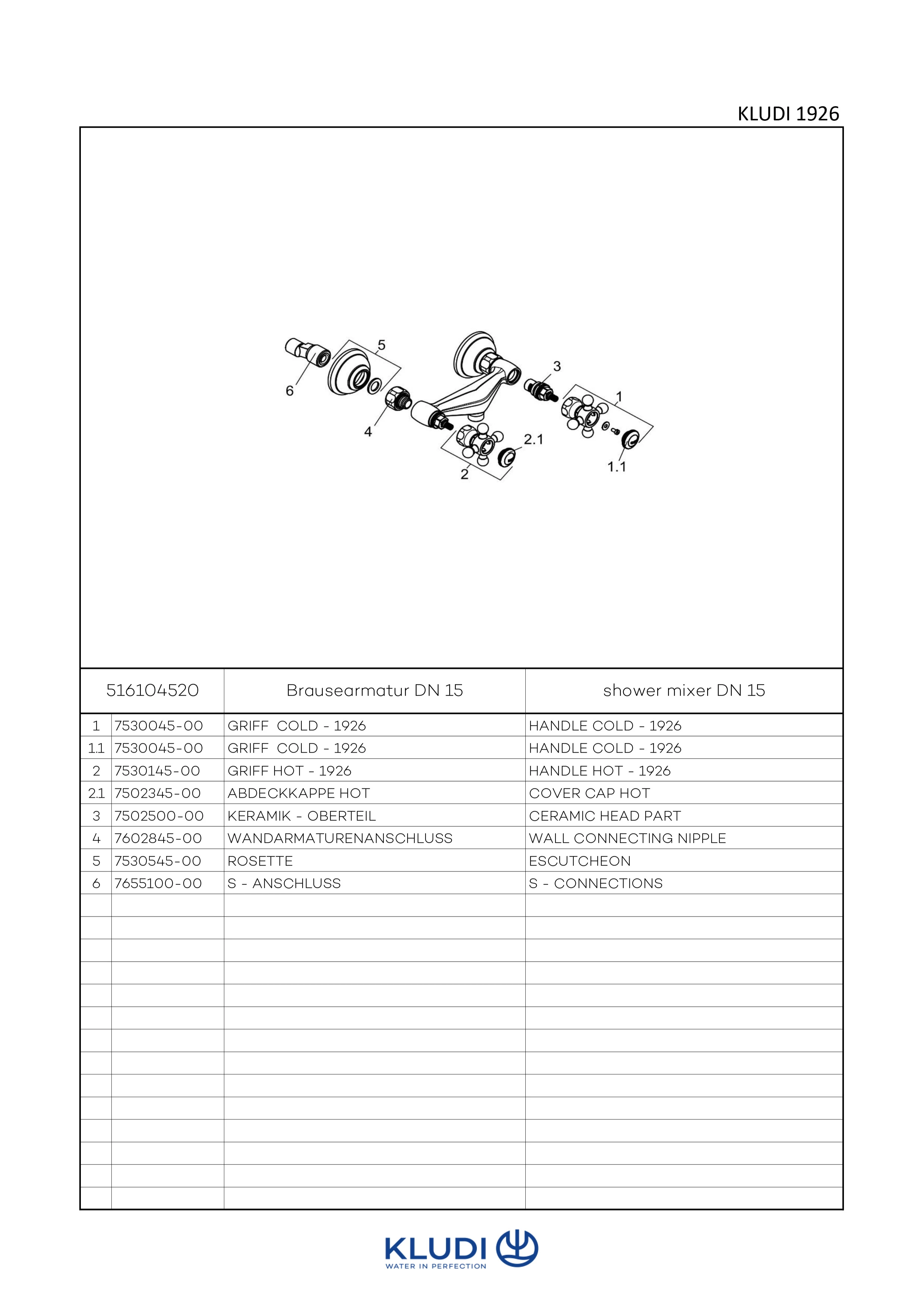 1926 Brausearmatur Wandmontage messing 1926 Brausearmatur Wandmontage messing