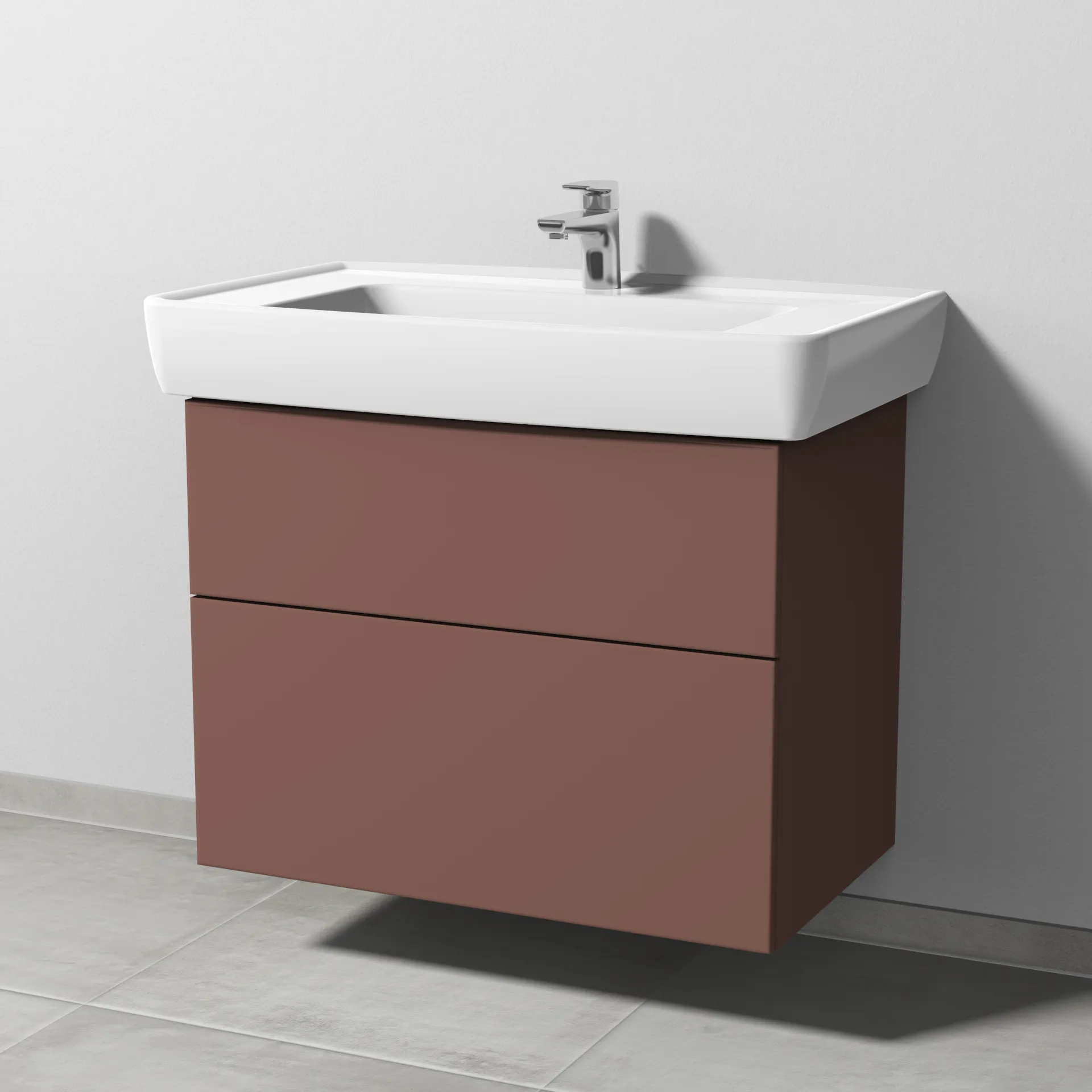 Sanipa Waschtischunterschrank „3way“ passend zu Keramik-Waschtische Pro A von Laufen 750 × 588 × 447 mm in Wine-Red