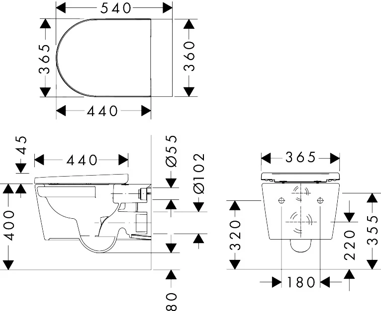 Hansgrohe EluPura Original S Wand-WC-Set, glänzend, 540 mm, AquaChannel Flush, SoftClose, QuickRelease