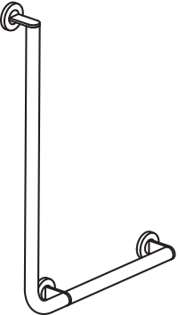 Winkelgriff des Systems 900, Edelstahl, PVD, waagerechte Länge 500 mm, senkrechte Länge 750 mm, D: 32 mm, Ausführung rechts, in Farbe CK (messing glänzend)