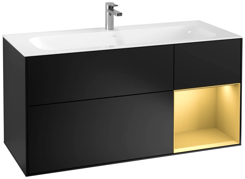 Villeroy & Boch Finion Waschbeckenunterschrank F07, 1196x591x498mm, Black Matt Lacquer / Gold Matt Lacquer Villeroy & Boch Finion Waschbeckenunterschrank F07, 1196x591x498mm, Black Matt Lacquer / Gold Matt Lacquer