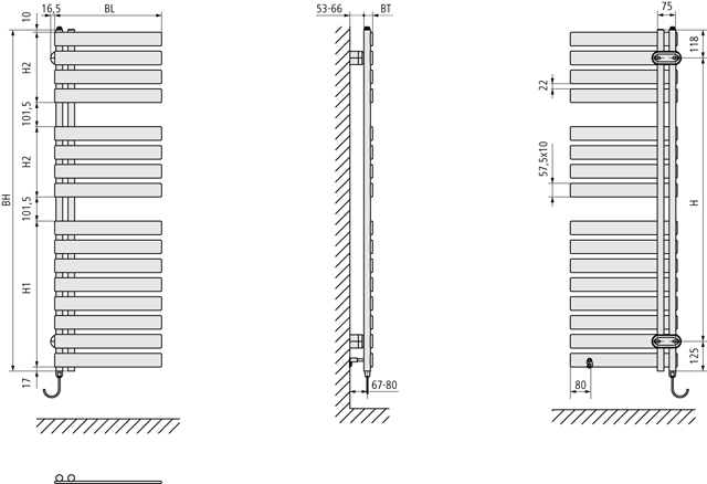 Kermi Design-Elektroheizkörper „Credo® Half® flat -E“ 60 × 140 cm in Schwarz Soft