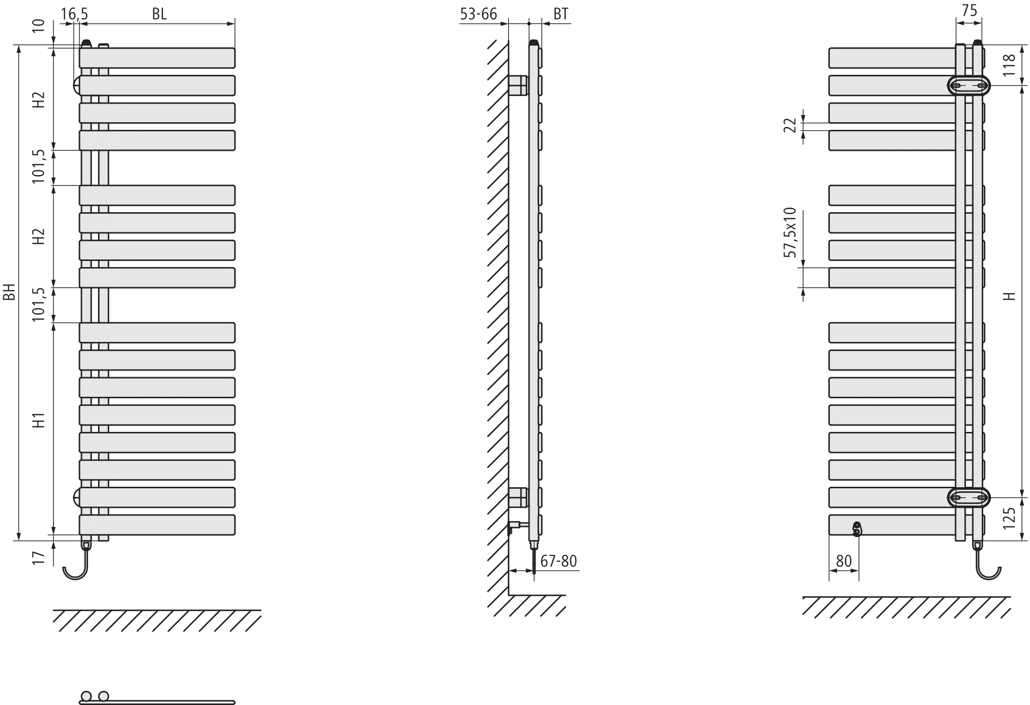 Kermi Design-Elektroheizkörper „Credo® Half® flat-E“ 45 × 100 cm