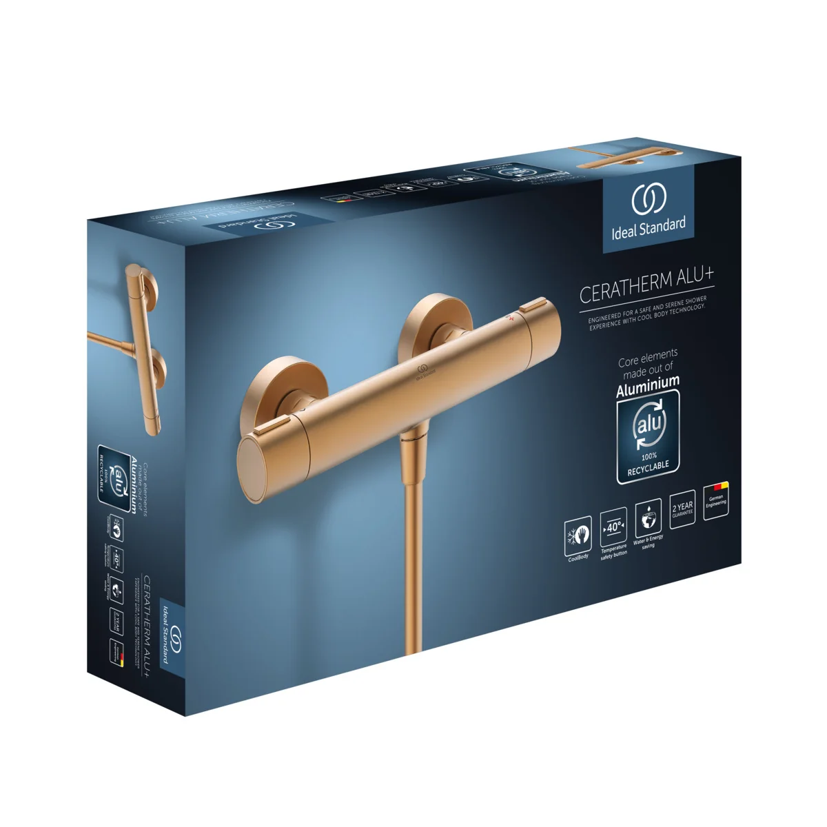 Ideal Standard Ceratherm Alu+ Brausethermostat, Bronze, Aufputz, Wandmontage