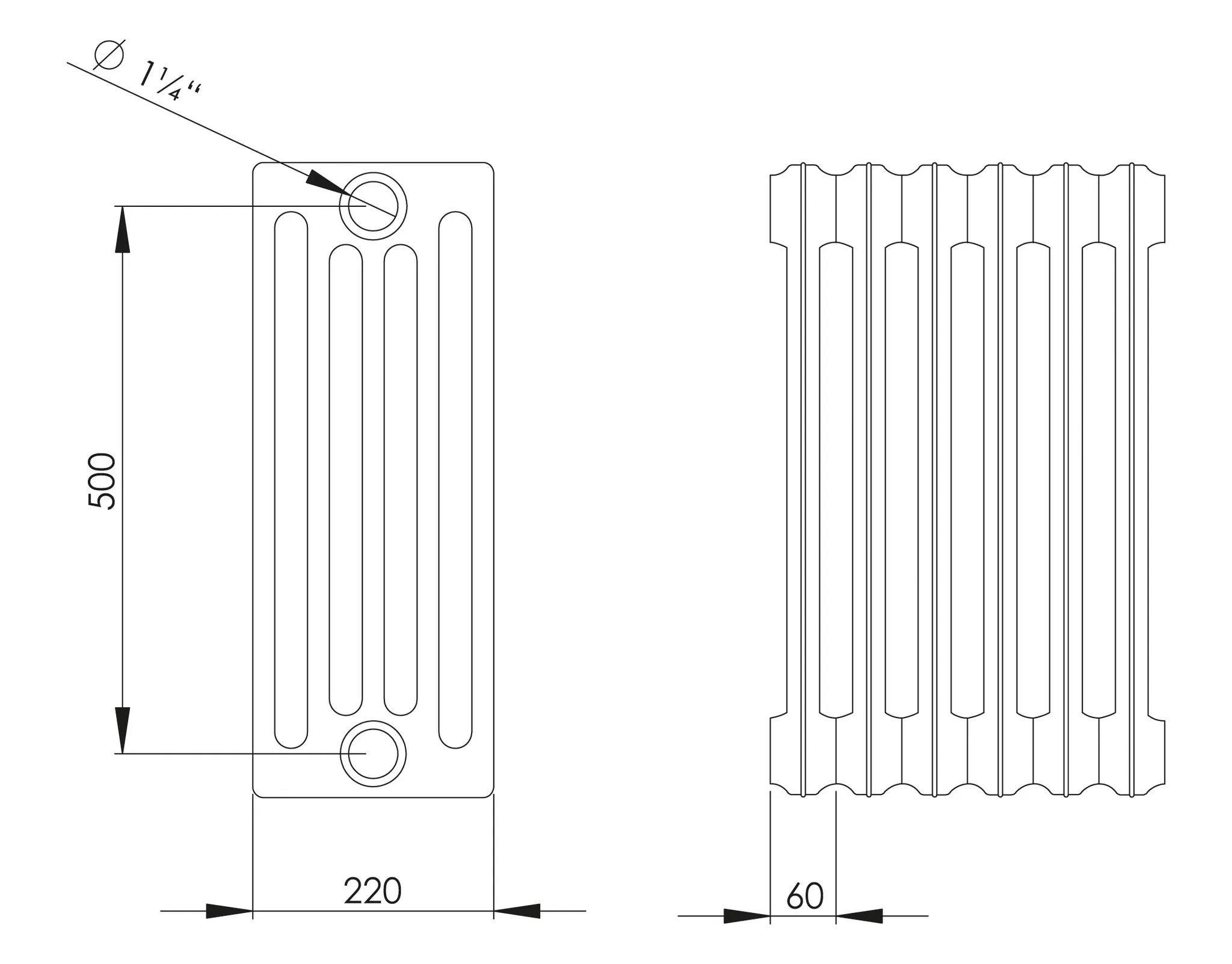 ASW Gussradiator 19 Glieder Nabenabstand 500 mm „Berlin“ 114 × 58 × 22 cm ASW Gussradiator 19 Glieder Nabenabstand 500 mm „Berlin“ 114 × 58 × 22 cm