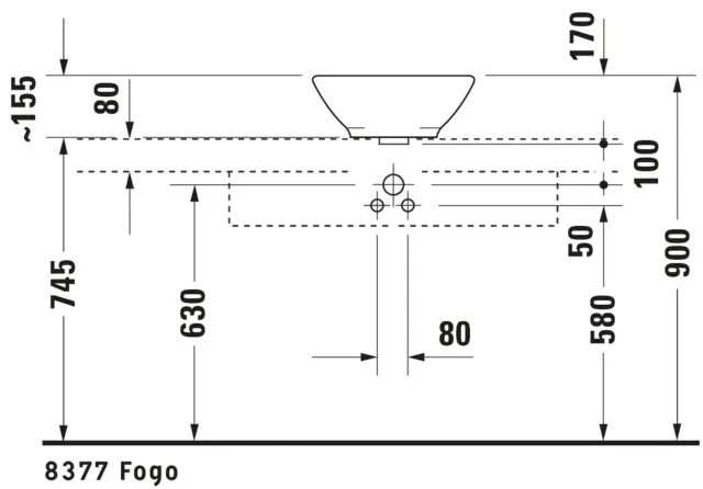 Aufsatzbecken Bacino 420 mm rund, mit ÜL, ohne HLB, weiß