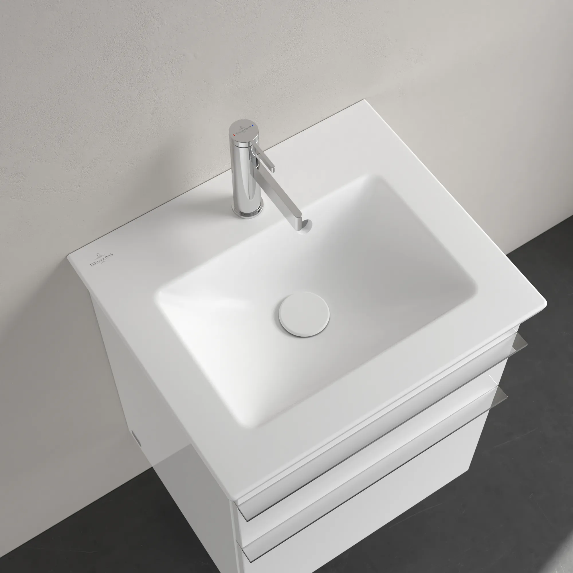 Villeroy & Boch Handwaschbecken „Venticello“ 500 × 420 × 150 mm, mit Hahnlochbohrung, Hahnlochposition mittig in Stone White Villeroy & Boch Handwaschbecken „Venticello“ 500 × 420 × 150 mm, mit Hahnlochbohrung, Hahnlochposition mittig in Stone White