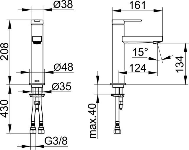 IXMO Einhebel-Waschtischmischer 130 IXMO Flat, Rosette rund Titanschwarz geb.