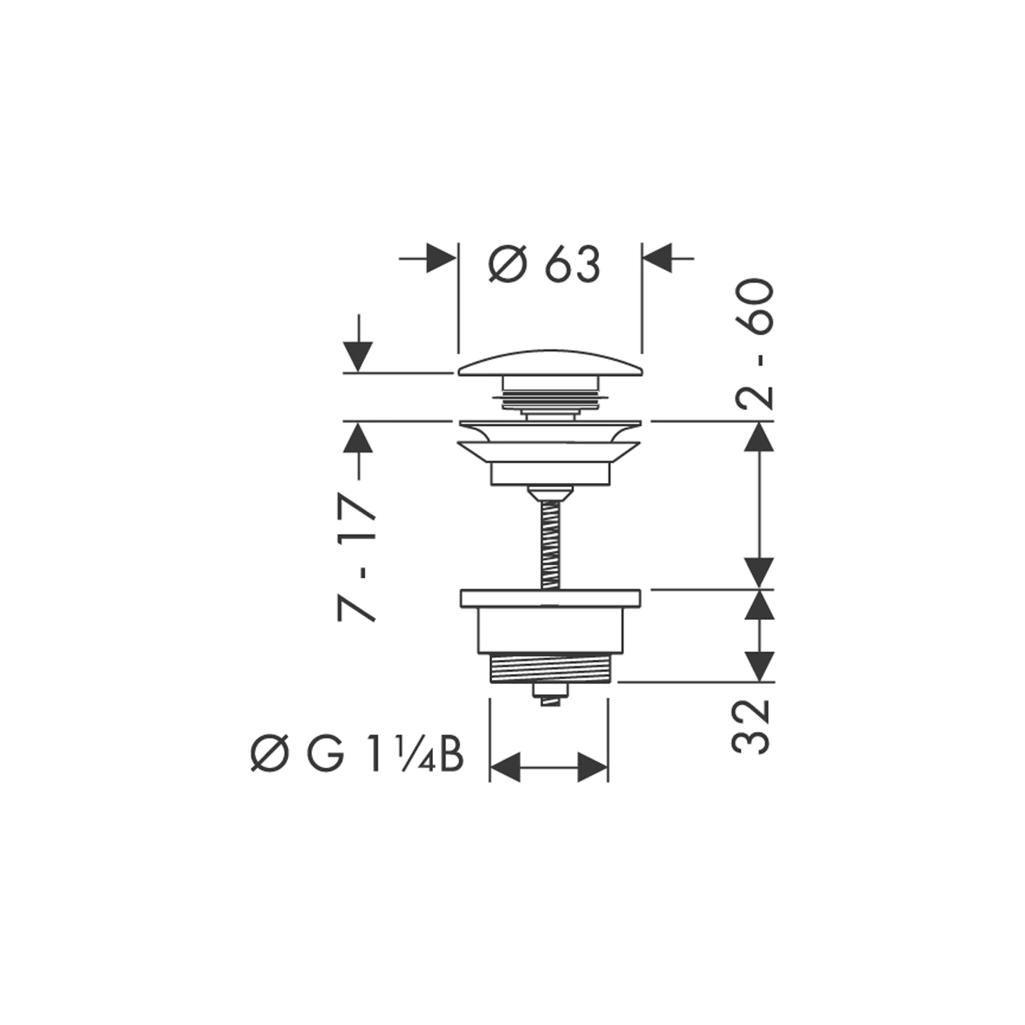 Ablaufventil Push-Open Axor DN32 chrom mit Überlaufloch Ablaufventil Push-Open Axor DN32 chrom mit Überlaufloch