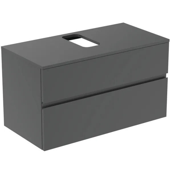 Ideal Standard Waschtischunterschrank Finesse Anthrazit matt, 1002x505x558 mm, 2 Schubladen mit Softclose-Mechanismus