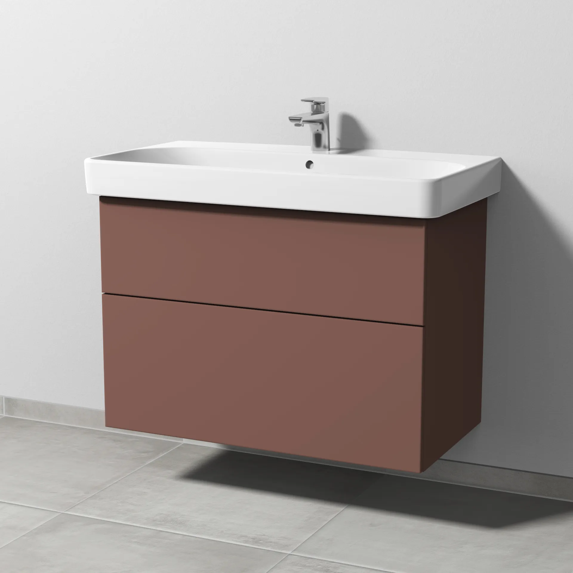 Sanipa Waschtischunterschrank „3way“ passend zu Keramik-Waschtische Smyle Square von Geberit 830 × 593 × 442 mm in Wine-Red
