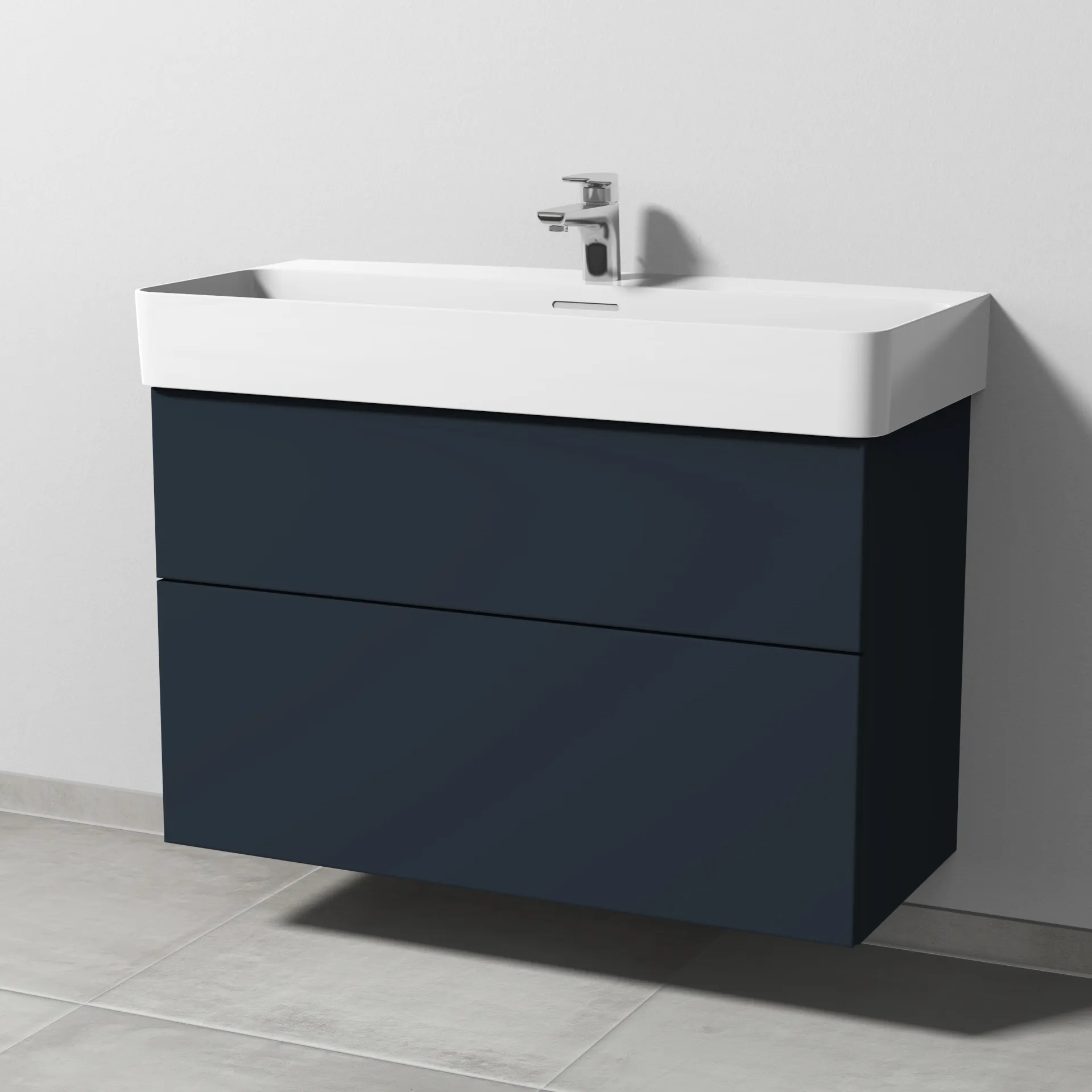 Sanipa Waschtischunterschrank „3way“ passend zu Keramik-Waschtische VAL von Laufen 910 × 588 × 397 mm in Marine (matt)