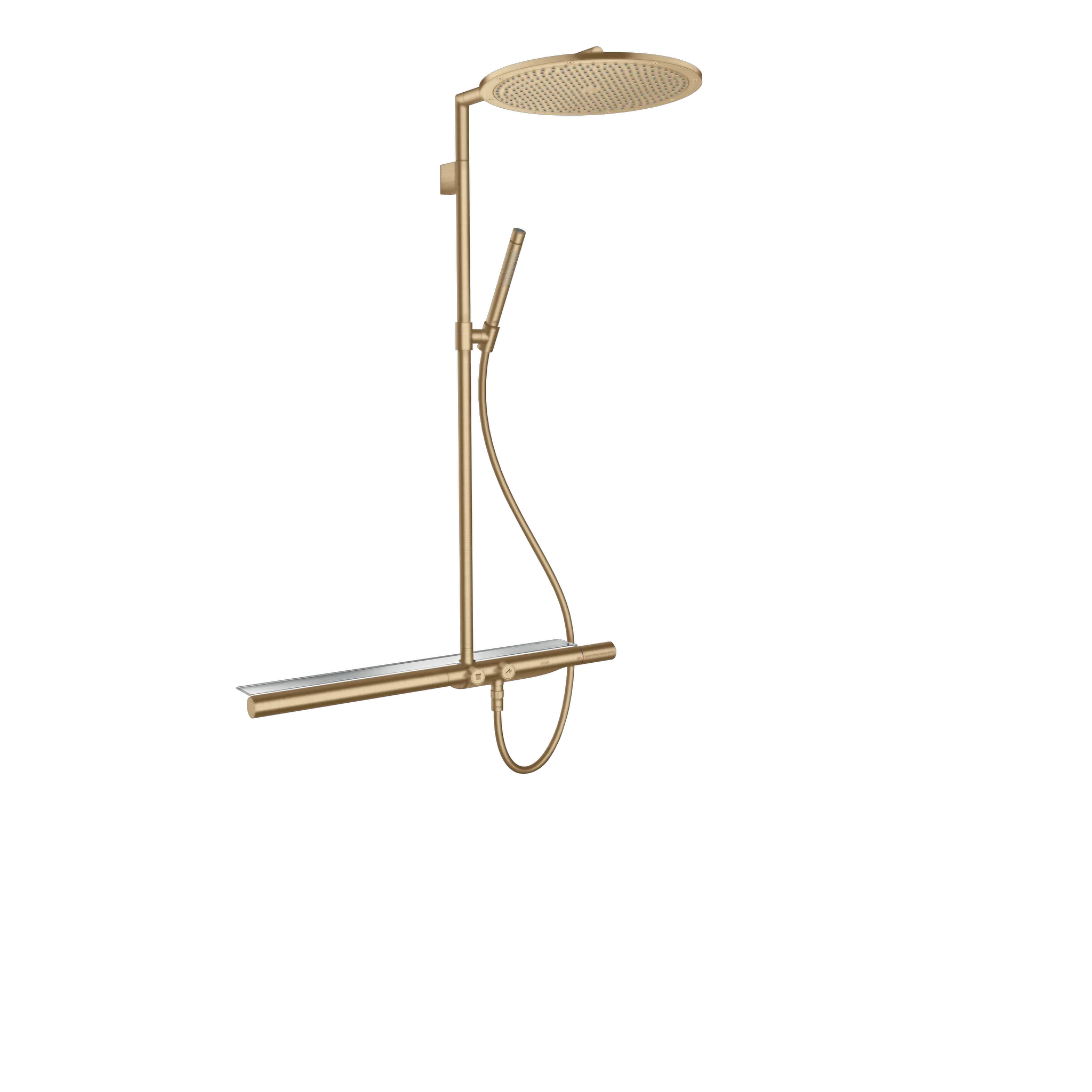 Hansgrohe AXOR ShowerSolutions Showerpipe 800 mit Thermostat, Brushed Bronze, 350 mm Kopfbrause, PowderRain Strahlart, 1 Verbraucher Hansgrohe AXOR ShowerSolutions Showerpipe 800 mit Thermostat, Brushed Bronze, 350 mm Kopfbrause, PowderRain Strahlart, 1 Verbraucher