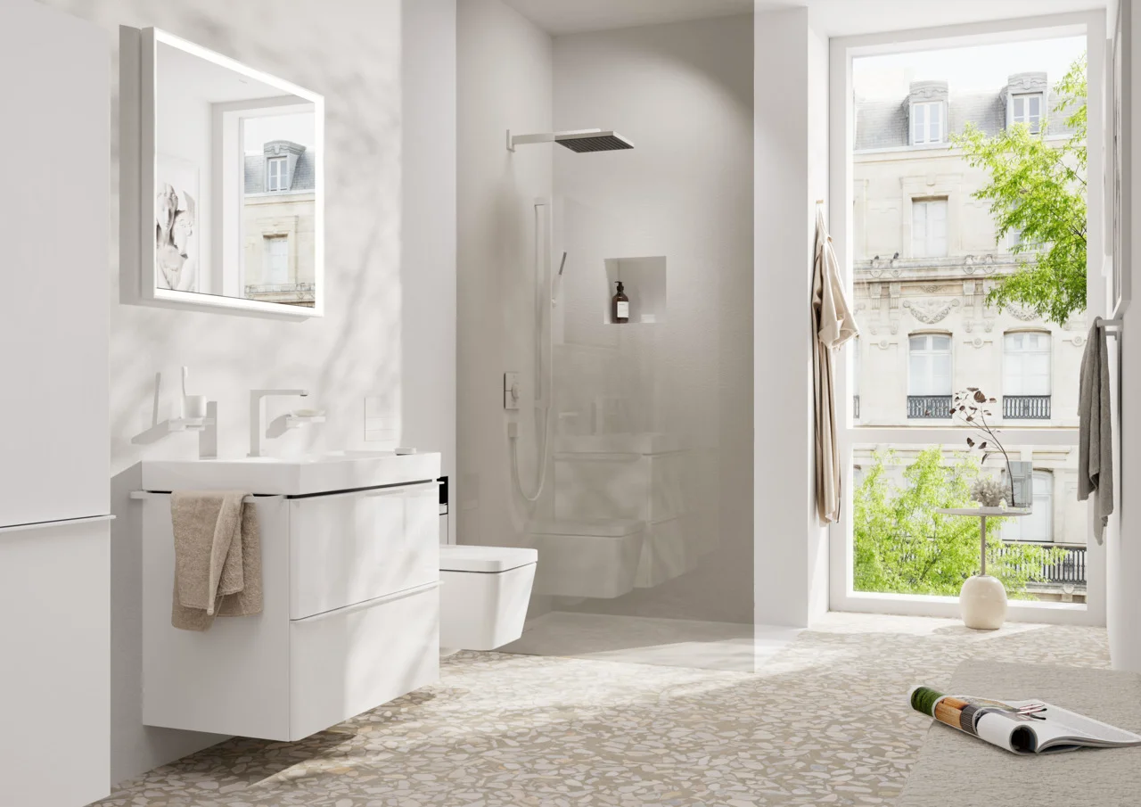 Hansgrohe ShowerSelect Comfort E Thermostat Unterputz, Mattweiß, 2 Verbraucher, einfache Installation, Sicherheitssperre bei 40°C