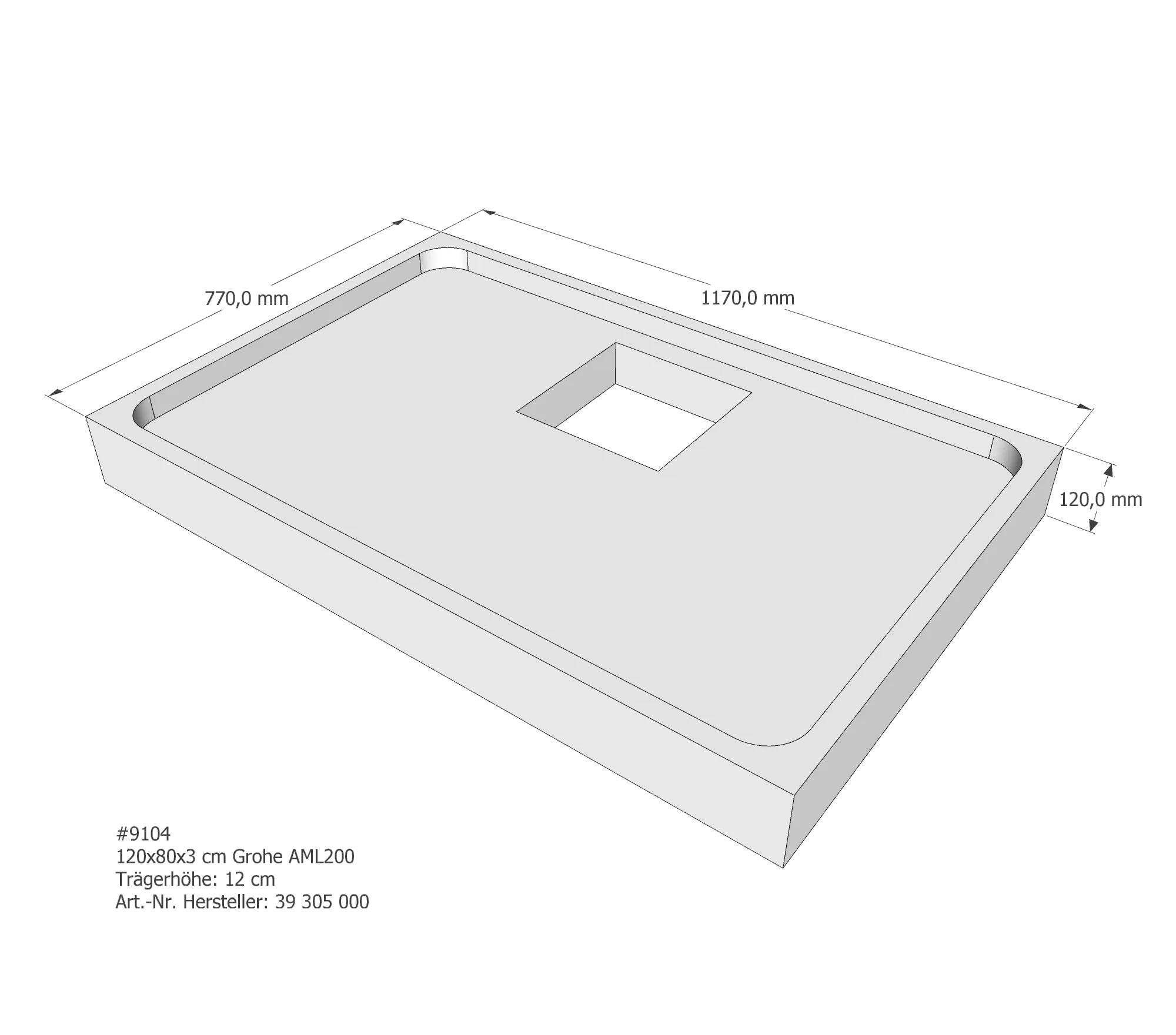 Duschwannenträger für Grohe Acryl Duschwanne 120 × 80 × 3 cm