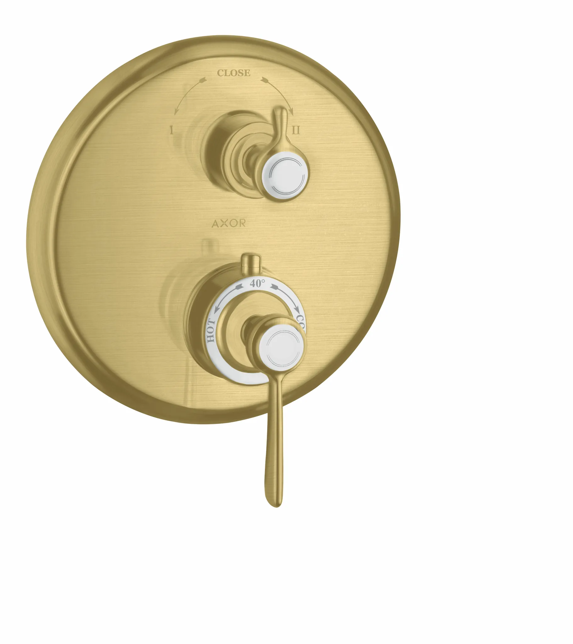 Hansgrohe AXOR Montreux Thermostat Unterputz mit Hebelgriff BB, Brushed Brass, 2 Verbraucher, max. Durchfluss 29 l/min, einstellbare Temperaturbegrenzung Hansgrohe AXOR Montreux Thermostat Unterputz mit Hebelgriff BB, Brushed Brass, 2 Verbraucher, max. Durchfluss 29 l/min, einstellbare Temperaturbegrenzung