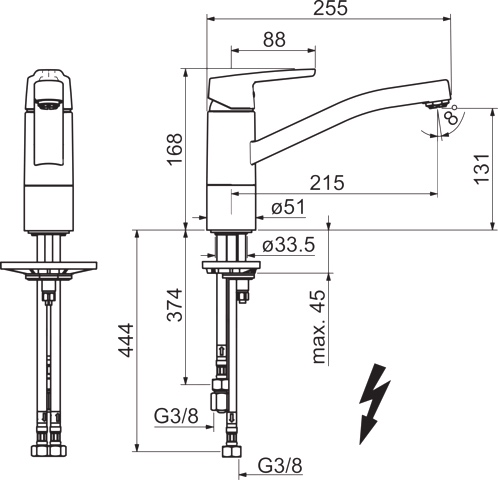 Hansa Einhand-Küchenarmatur Niederdruck „Polo“ Ausladung 215 mm in chrom Hansa Einhand-Küchenarmatur Niederdruck „Polo“ Ausladung 215 mm in chrom