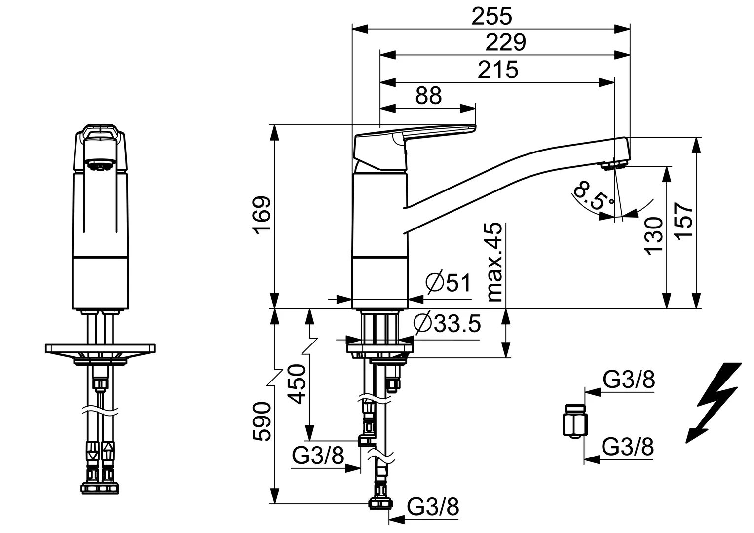 Hansa Hansapolo 2017 Küchenarmatur, Einhebelmischer Niederdruck Chrom