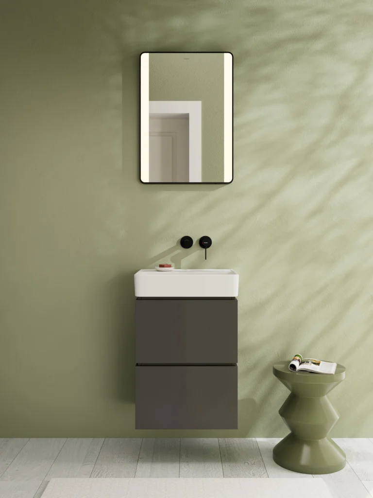 Hansgrohe Xarita Lite Q Spiegel mit seitlicher LED-Beleuchtung, Mattschwarz, Maße 500x700x30 mm