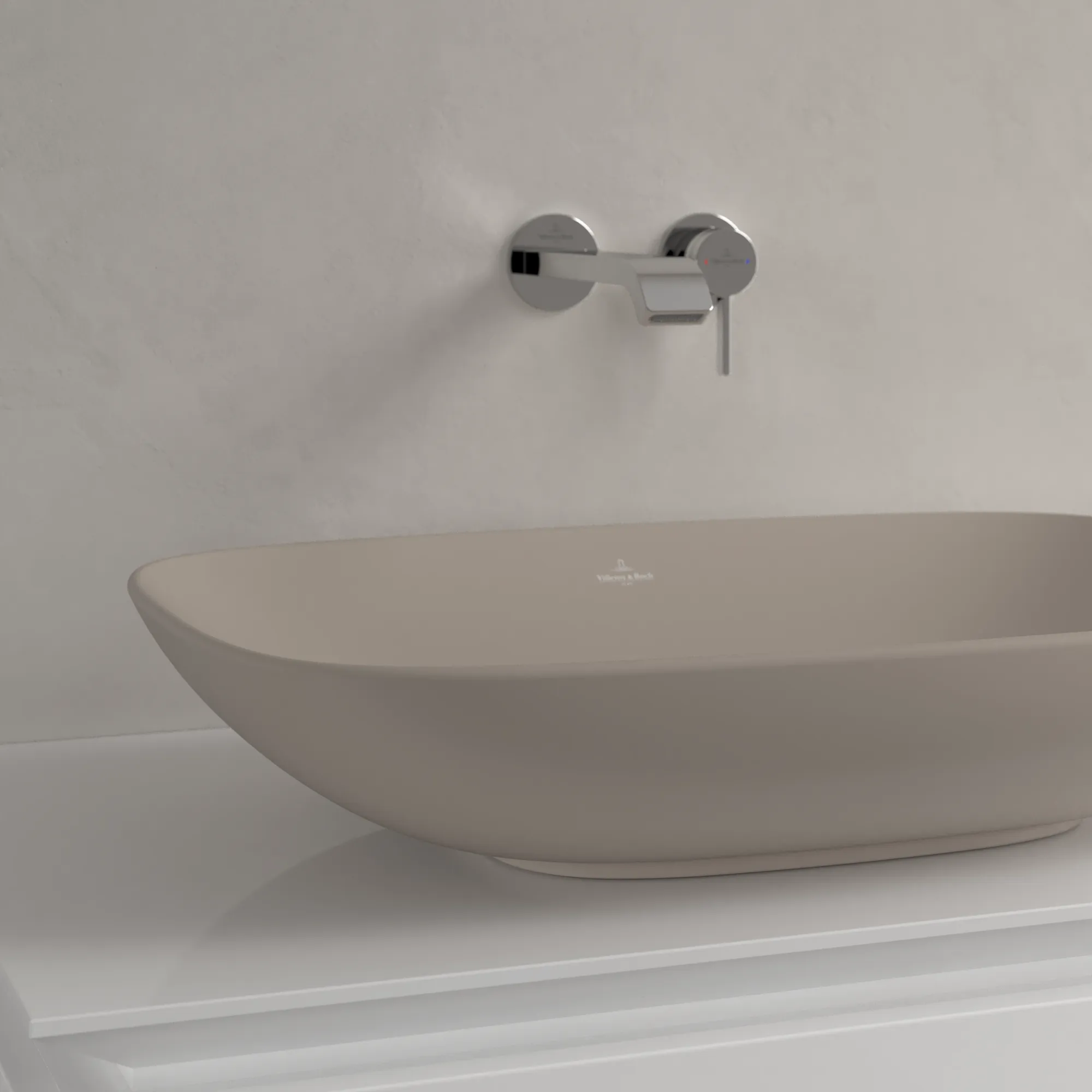 Villeroy & Boch Aufsatzwaschtisch aus TitanCeram „Loop & Friends“ 620 × 420 × 150 mm, ohne Hahnlochbohrung in Almond Villeroy & Boch Aufsatzwaschtisch aus TitanCeram „Loop & Friends“ 620 × 420 × 150 mm, ohne Hahnlochbohrung in Almond