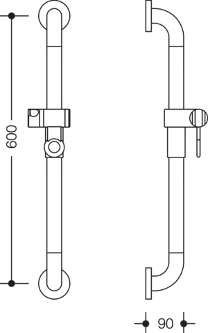 Brausehalterstange „Serie 477“ in Signalweiß Brausehalterstange „Serie 477“ in Signalweiß