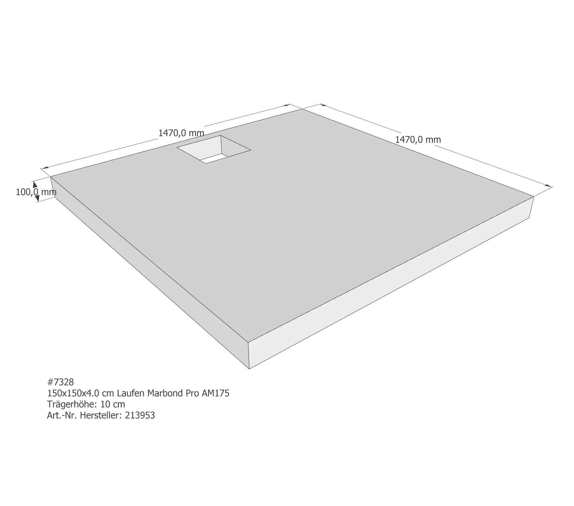 Duschwannenträger passend für Laufen Marbond_Pro 150 × 150 × 4 cm Duschwannenträger passend für Laufen Marbond_Pro 150 × 150 × 4 cm