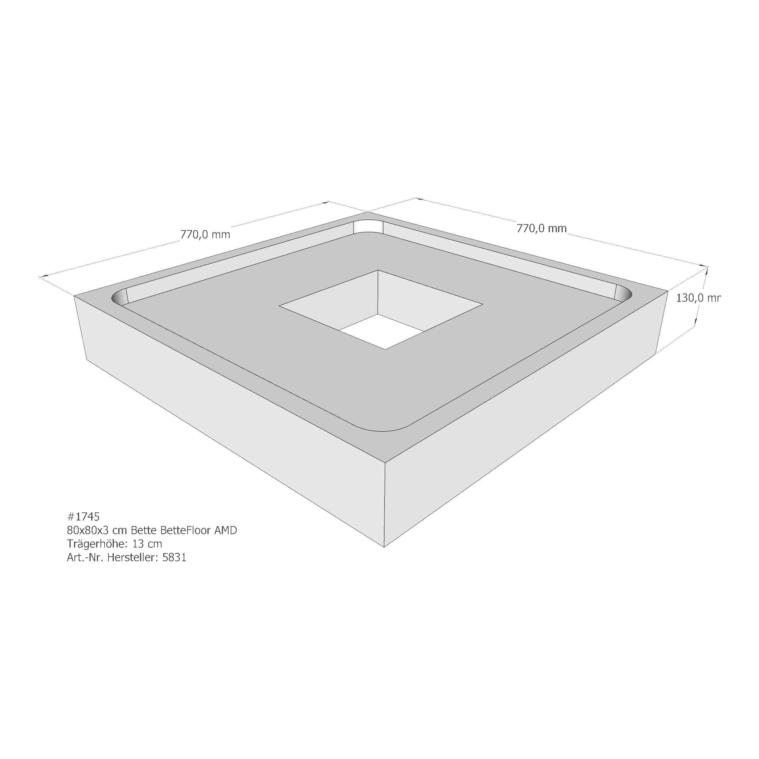 Duschwannenträger für Bette Floor 80 × 80 × 3 cm Breite: 80 cm / Länge: 80 cm Duschwannenträger für Bette Floor 80 × 80 × 3 cm Breite: 80 cm / Länge: 80 cm
