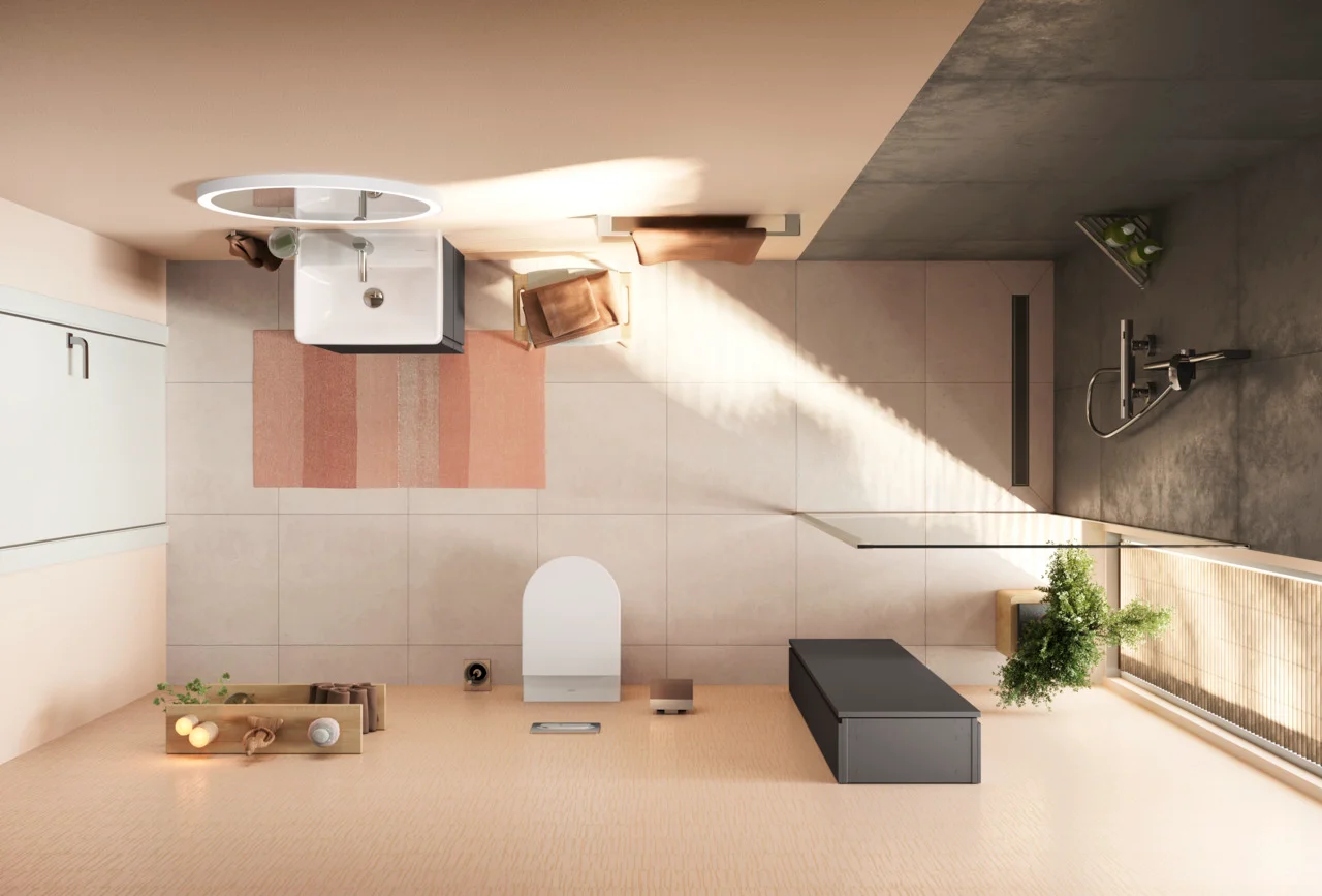 Hansgrohe Activera Select S Brausesystem Aufputz, Chrom, 95 mm Brausekopfgröße, 65 cm Brausestange, EcoSmart mit Ecostat Fine