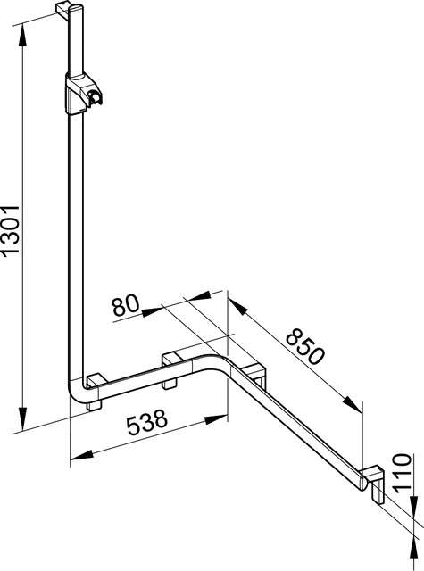 KEUCO Duschhandlauf mit Brausestange „Axess“ 800 × 600 × 1300 mm Ausführung links, in Silber (eloxiert)