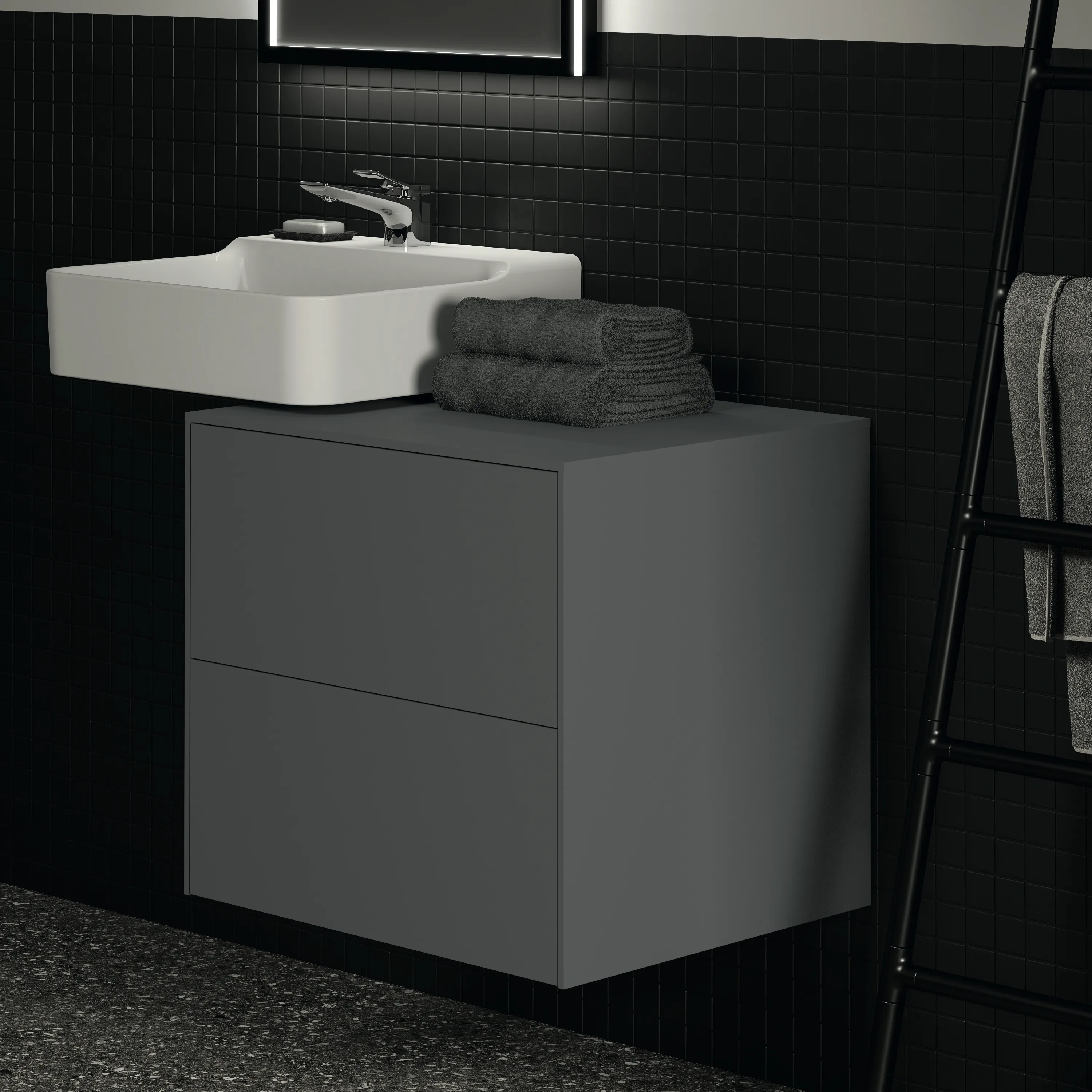 Ideal Standard Waschtischunterschrank Conca, 2 Auszüge, anthrazit Ideal Standard Waschtischunterschrank Conca, 2 Auszüge, anthrazit