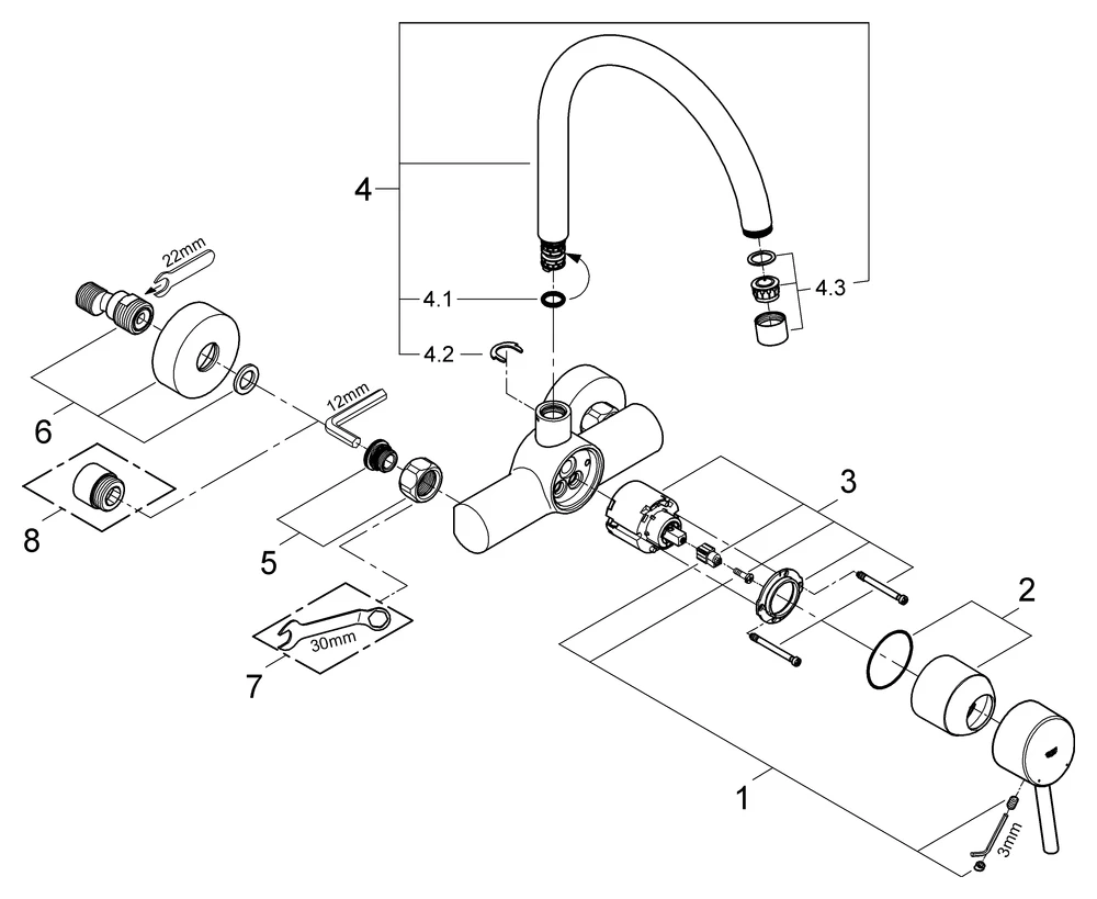 Einhand-Spültischbatterie Concetto 32667_1, schwenkbarer Rohrauslauf, Wandmontage, chrom