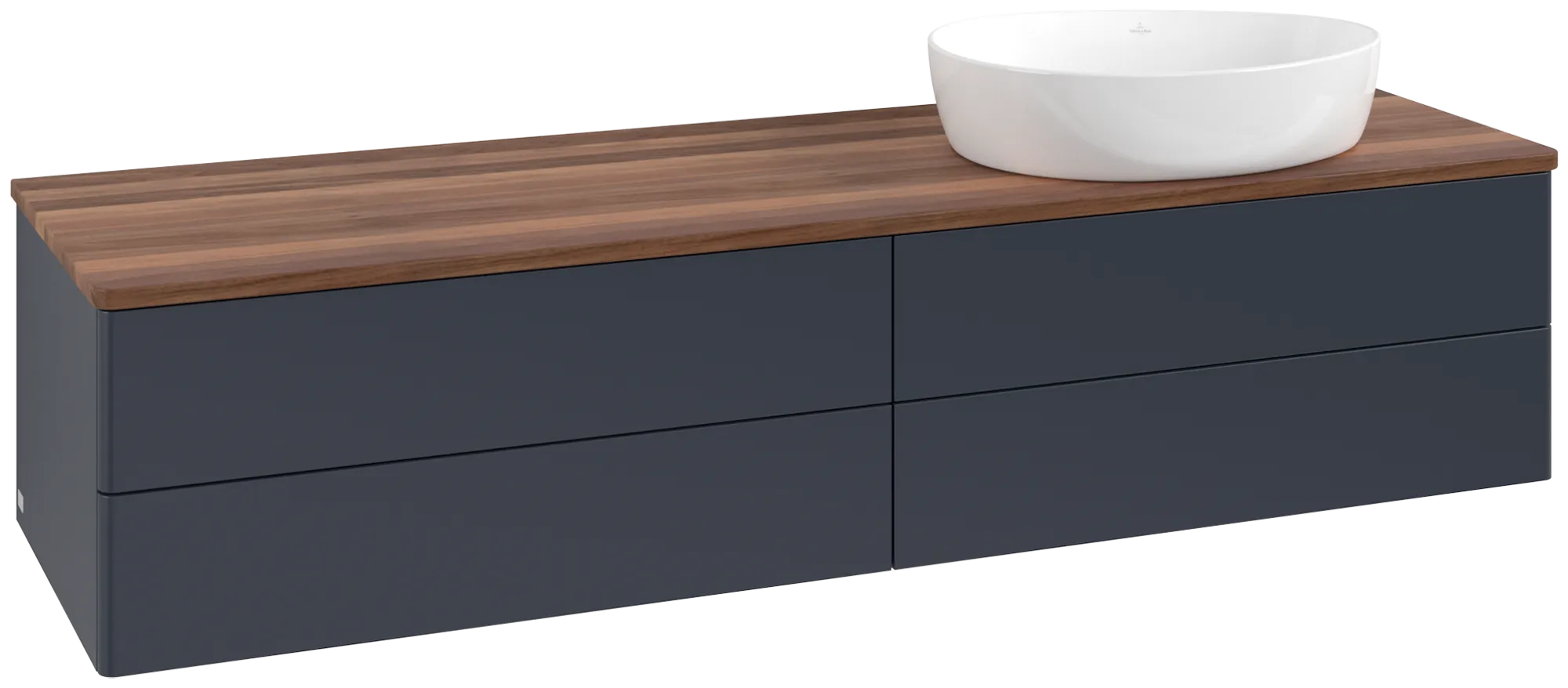 Villeroy & Boch Antao Waschbeckenunterschrank L27_1, 1600x360x500mm, Midnight Blue Matt Lacquer / Warm Walnut