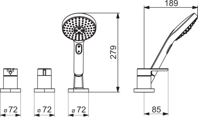 HA Einhebelmischer Fertigmontageset für Wanne/Brause HANSADESIGNO Style 5325 Rosette rund 3-strahlig Chrom