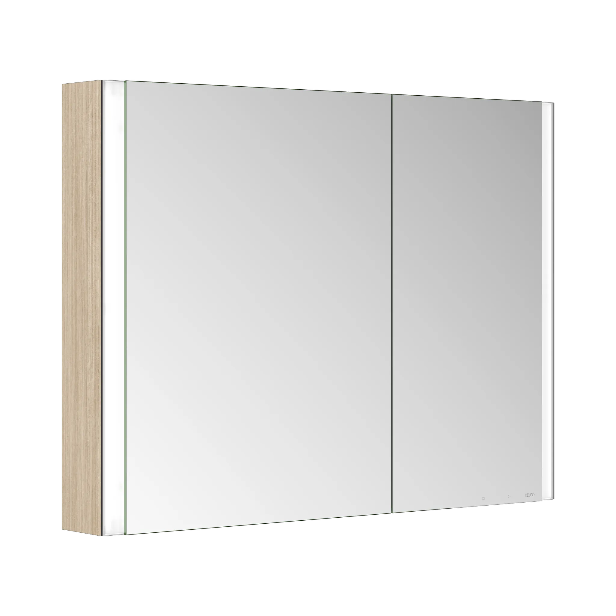 KEUCO Wandvorbau Spiegelschrank „Somaris“ Eiche hell Dekor, Aufputz, mit Spiegelheizung 1000 × 710 × 127 mm