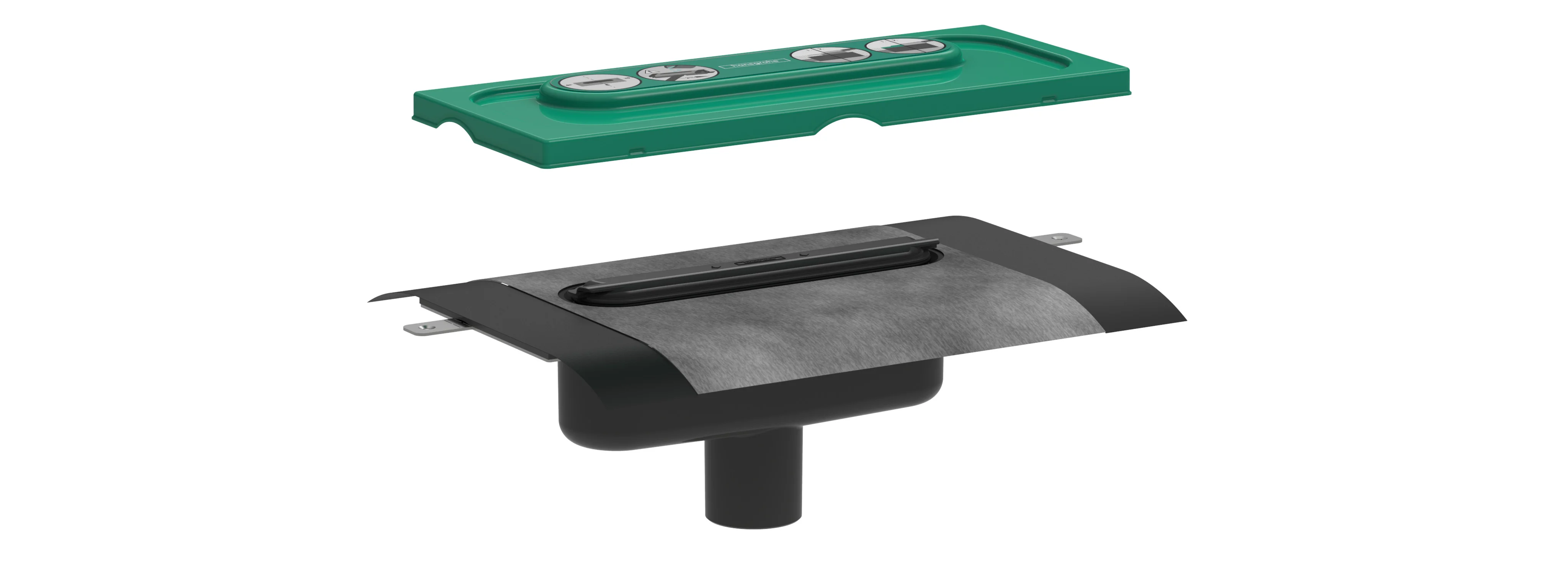 Hansgrohe uBox universal Ablaufgehäuse für Duschrinnen - DN50, Sperrwasserhöhe 50 mm, Mindestbauhöhe 75 mm, bis zu 42 l/min Ablaufleistung mit Siphon