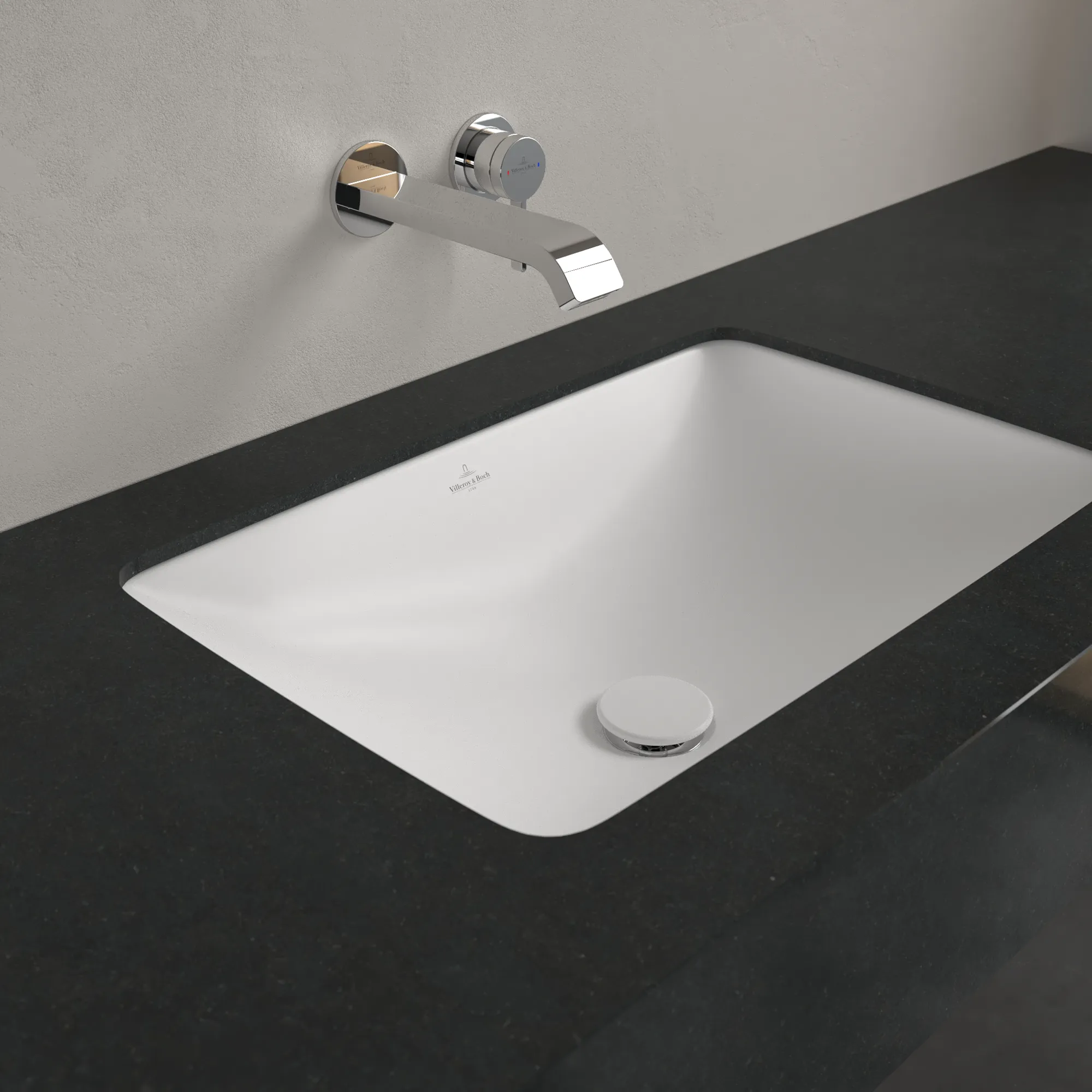 Villeroy & Boch Unterbauwaschtisch aus TitanCeram „Loop & Friends“ 600 × 405 × 185 mm, ohne Hahnlochbohrung in Stone White