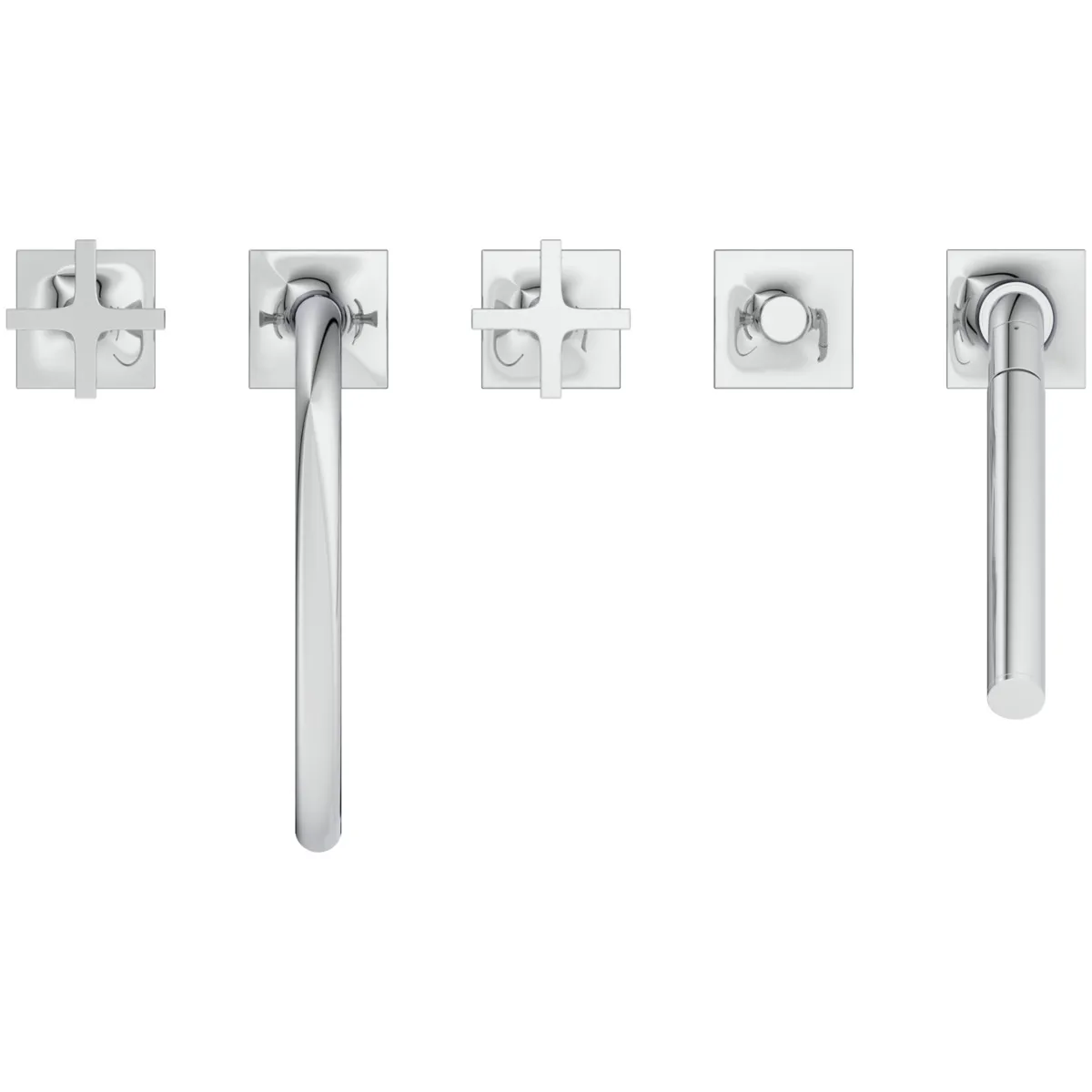 Ideal Standard Joy Neo Armaturen, 5-Loch-Badearmatur Wannenrand, Stick-Handbrause Kreuzgriffe Chrom Ideal Standard Joy Neo Armaturen, 5-Loch-Badearmatur Wannenrand, Stick-Handbrause Kreuzgriffe Chrom