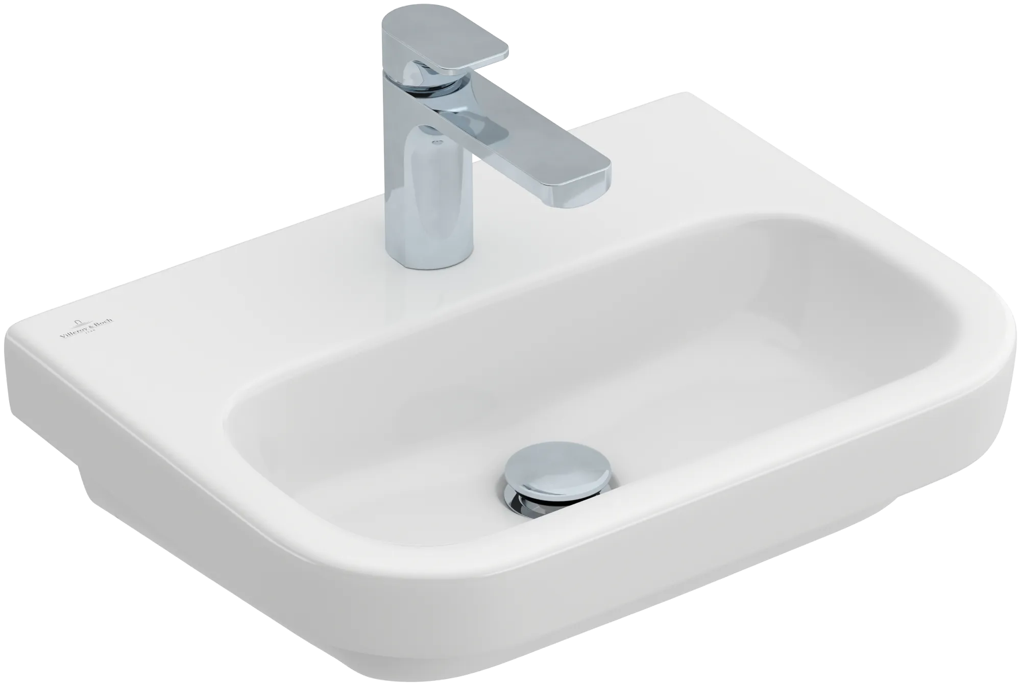 Villeroy & Boch Handwaschbecken „Architectura“ 500 × 380 × 150 mm, ohne Hahnlochbohrung, für Becken mittig in Weiß Alpin Becken: mittig / Größe: 50 × 38 cm / Hahnlochbohrung: mit 1×1 Hahnlochbohrung / Oberflächenveredelung: ohne Oberflächenveredelung / Überlauf: ohne Überlauf Villeroy & Boch Handwaschbecken „Architectura“ 500 × 380 × 150 mm, ohne Hahnlochbohrung, für Becken mittig in Weiß Alpin Becken: mittig / Größe: 50 × 38 cm / Hahnlochbohrung: mit 1×1 Hahnlochbohrung / Oberflächenveredelung: ohne Oberflächenveredelung / Überlauf: ohne Überlauf
