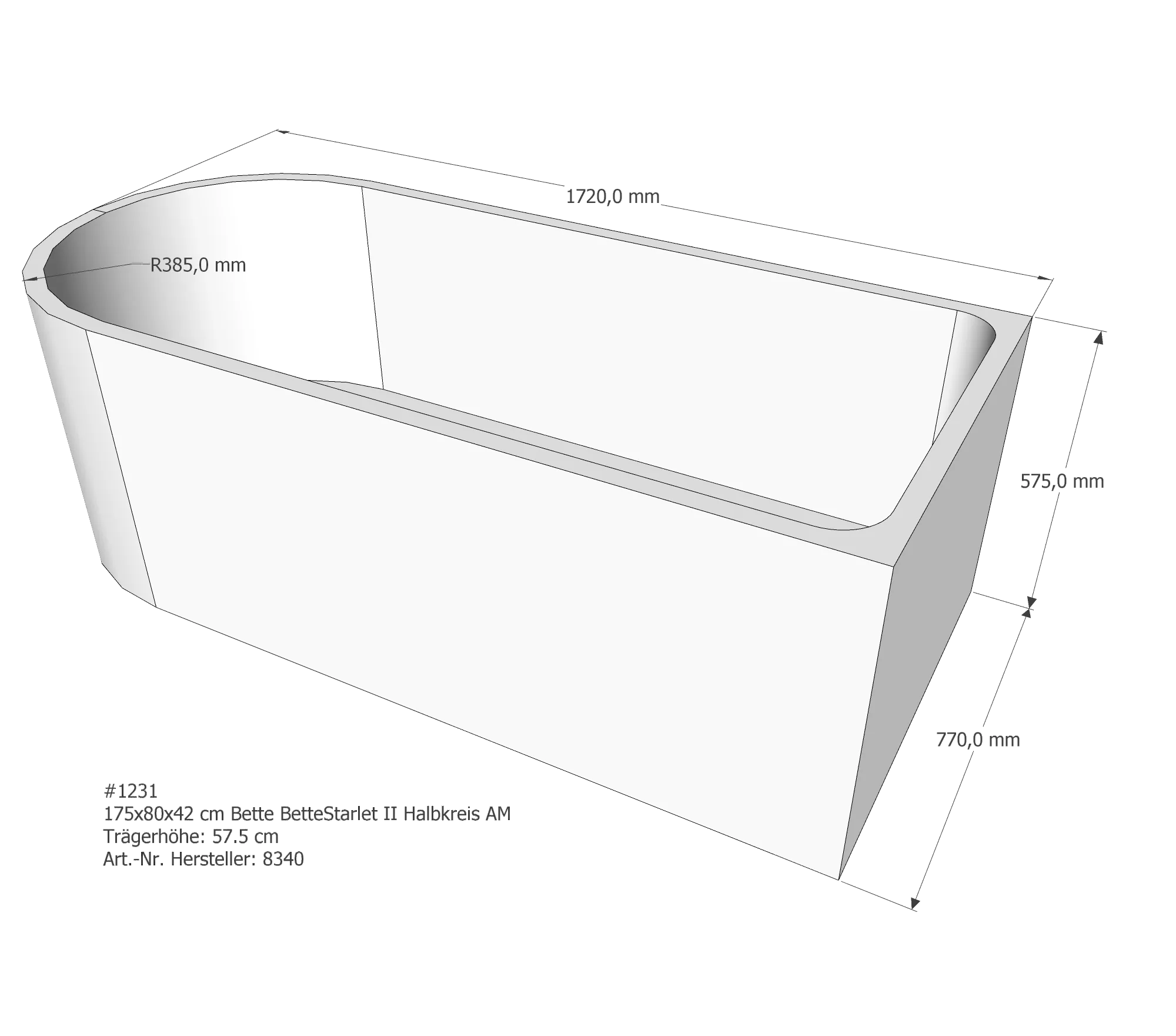 Badewannenträger passend für Bette BetteStarlet II 175 × 80 × 42 cm Badewannenträger passend für Bette BetteStarlet II 175 × 80 × 42 cm