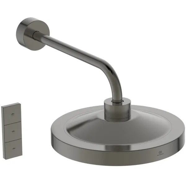 Regenbrause Idealrain Solos mit Wandanschluss mit LED-Leuchtring Brushed Gold Regenbrause Idealrain Solos mit Wandanschluss mit LED-Leuchtring Brushed Gold