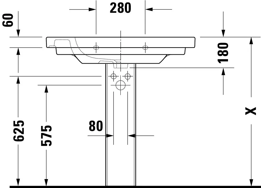 Waschtisch „D-Code“, Form rechteckig 85 × 48,5 cm