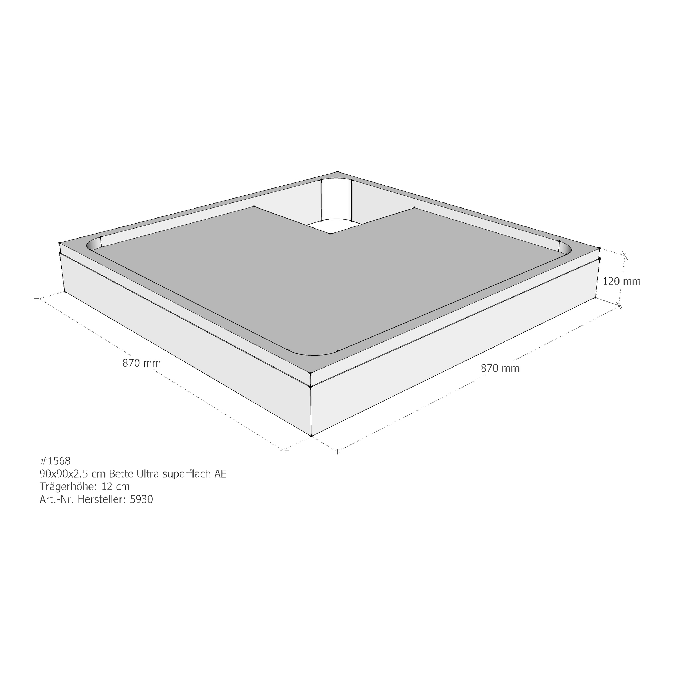 Duschwannenträger für Bette BetteUltra (superflach) 90 × 90 × 2,5 cm